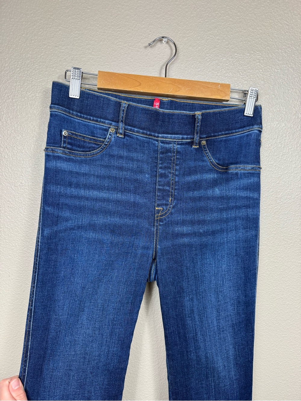 Spanx Flare Pull on Denim Jean Midnight Shade size small EUC A - Picture 9 of 13